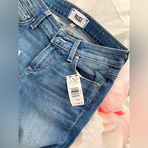 ❗️CLEAROUT❗️ NWT! PAIGE Blue Metallic Knee Patches VERDUGO ULTRA SKINNY JEANS 24 - Picture 6 of 10